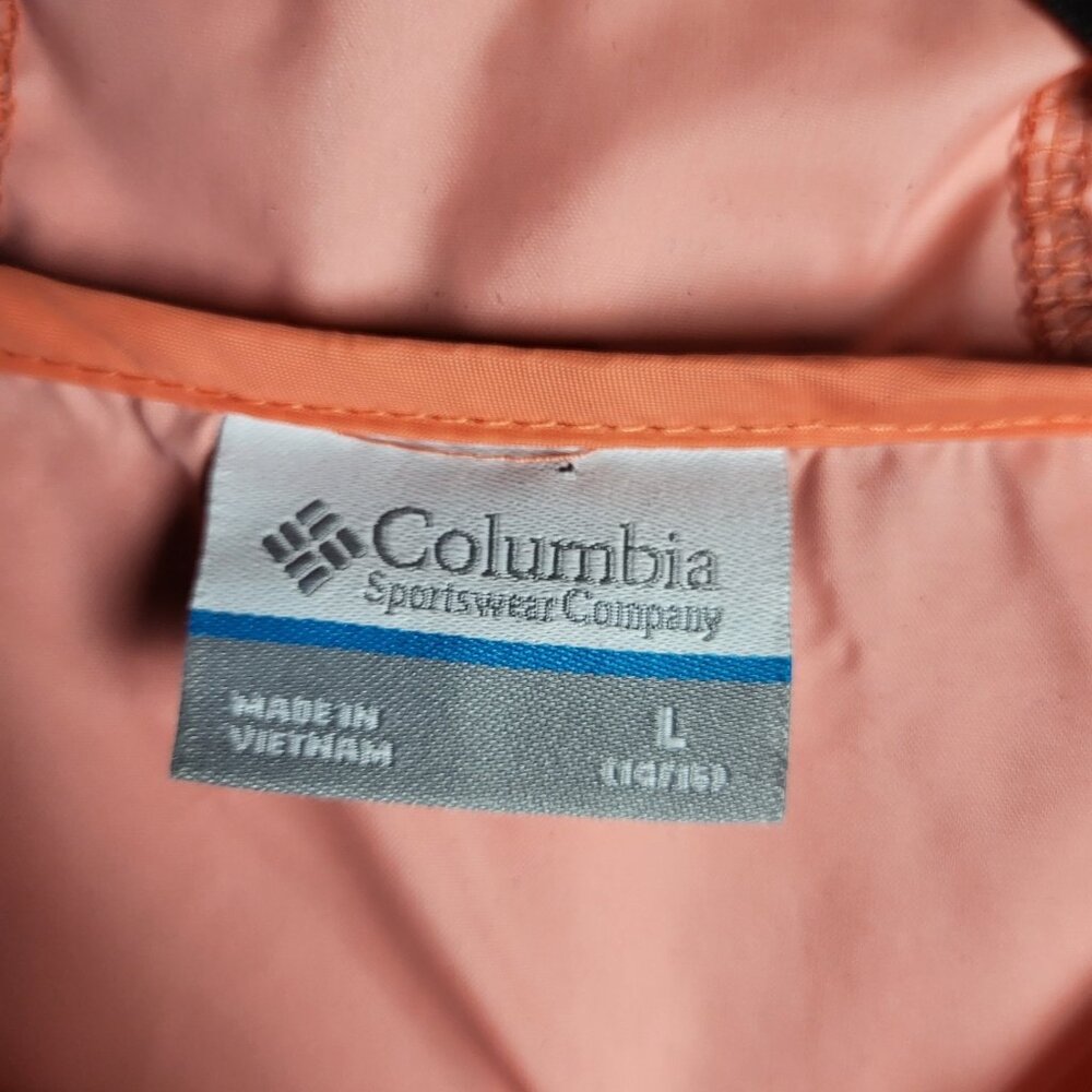 2 for $15 Columbia Wind Breaker Jacket Kids Girl Peach 14/16 Full Zip Hooded - Picture 7 of 8